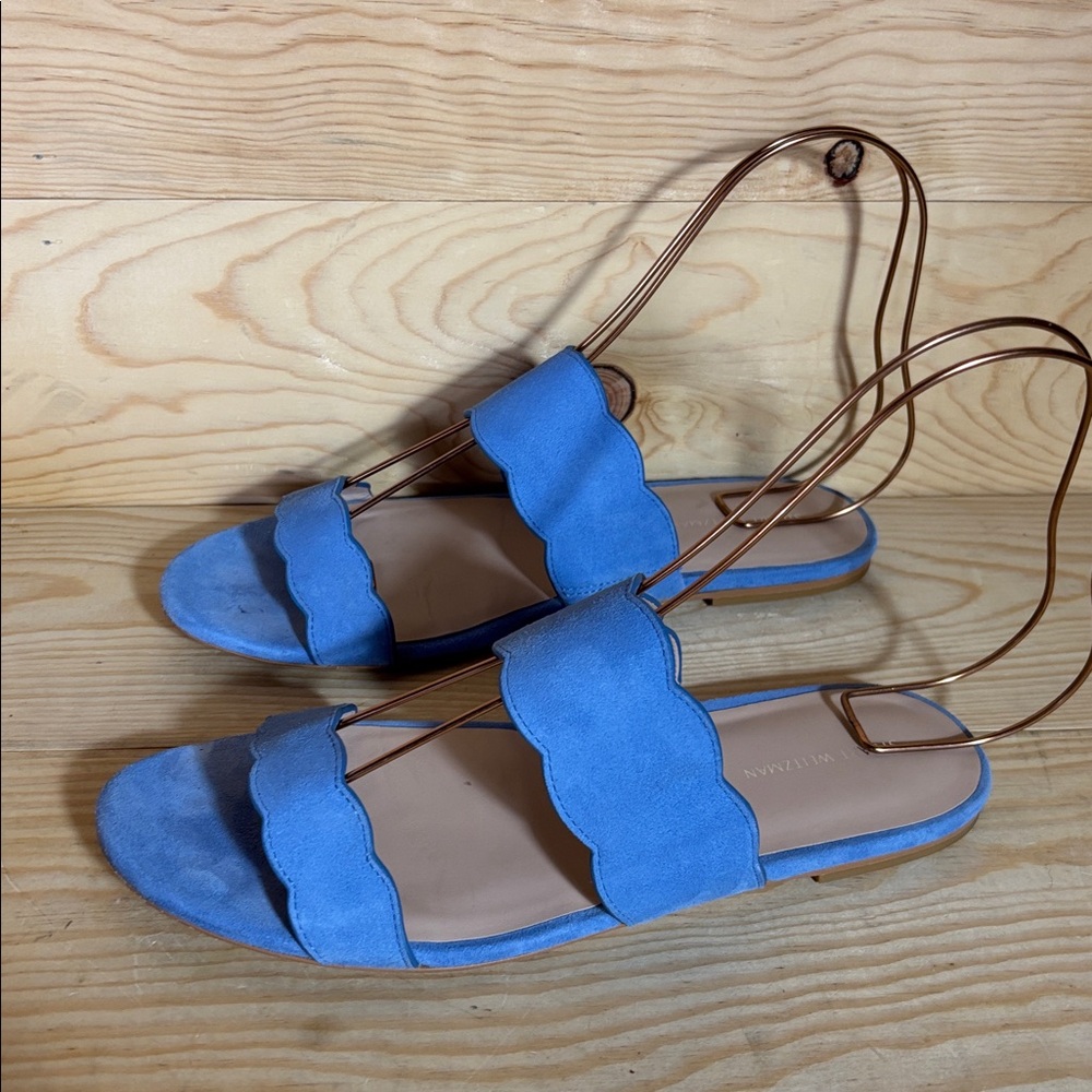 Stuart Weitzman Santorini blue slip on sandals‎ size 8.5 - Picture 3 of 9